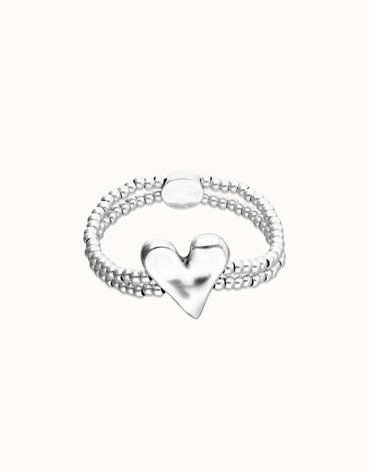 Pálpito - Double elastic bracelet with heart detail - Silver