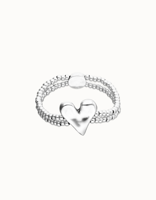 Pálpito - Double elastic bracelet with heart detail - Silver