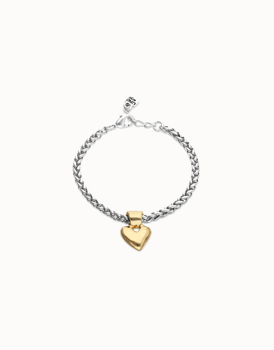 Pálpito - Chain bracelet with small heart detail - Gold/Silver