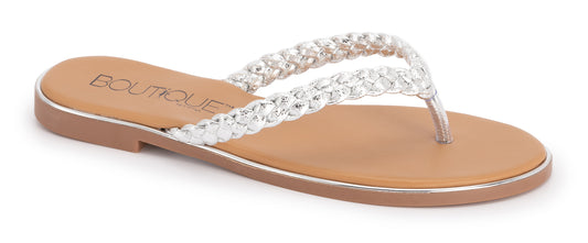 Pigtail Flip Flops - Silver