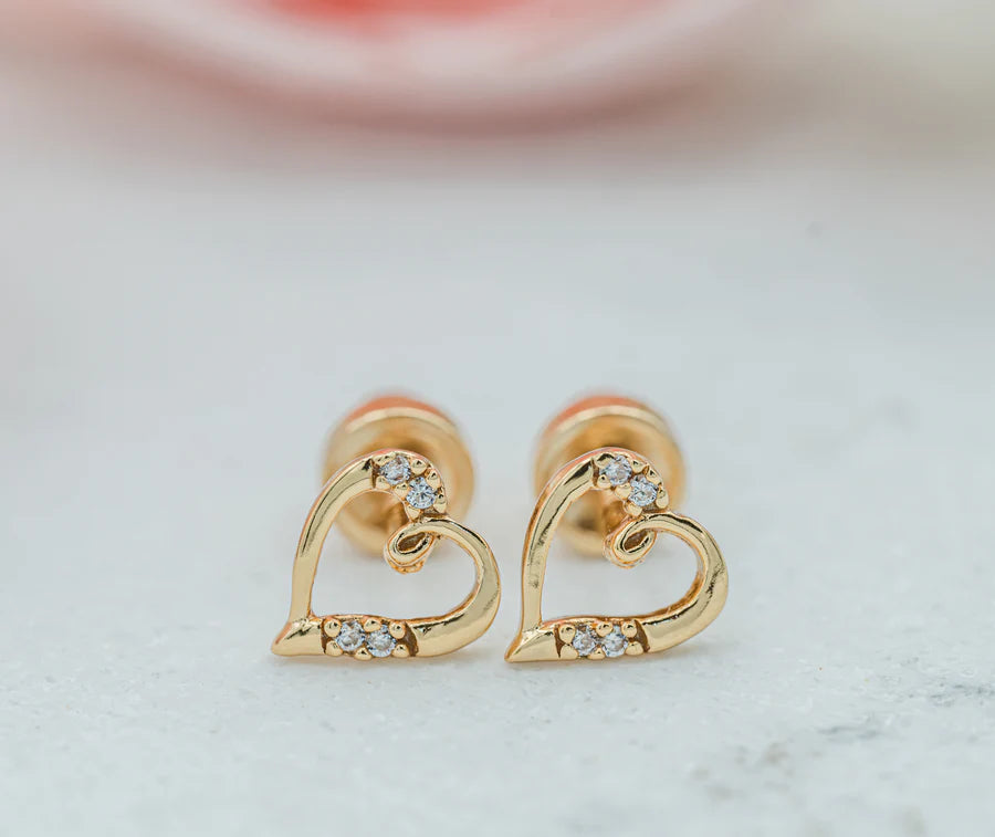 Children's 14K Gold-Plated Heart (Open) Earrings