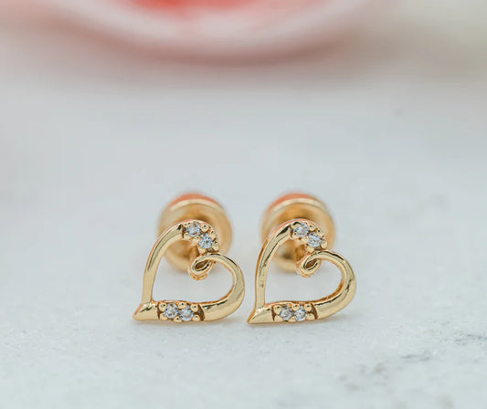Children's 14K Gold-Plated Heart (Open) Earrings