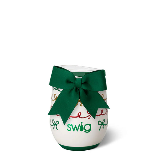 Christmas Bows Stemless Wine Cup 12oz