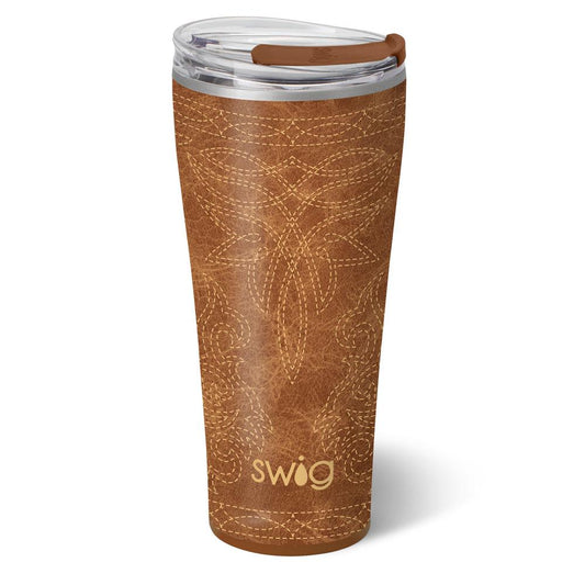 Saddle Stitch Cognac Tumbler 32oz