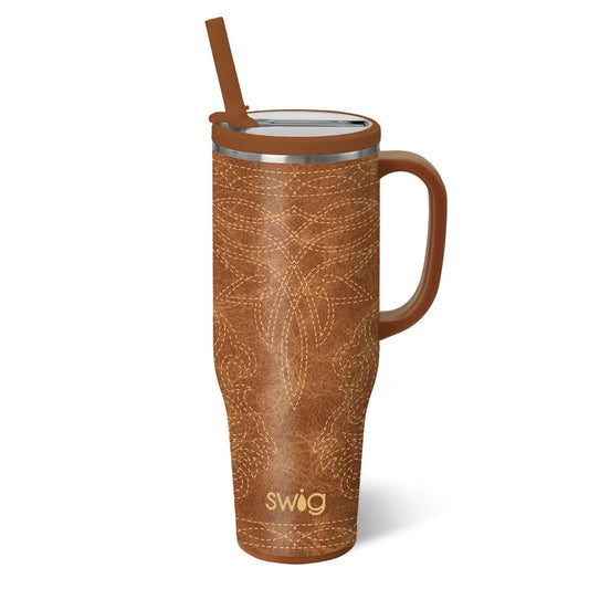 Saddle Stitch Cognac Mega Mug 40oz