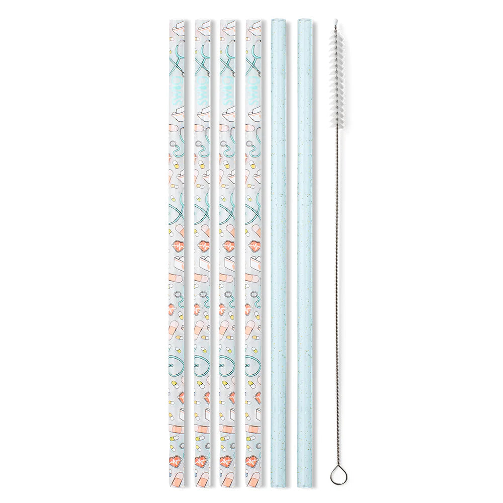 Scrub Life + Aqua Glitter Reusable Straw Set