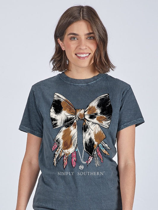 Cow Patterned Bow Tee