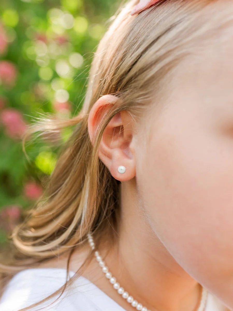 Children's Sterling Silver White Freshwater Pearl Earrings