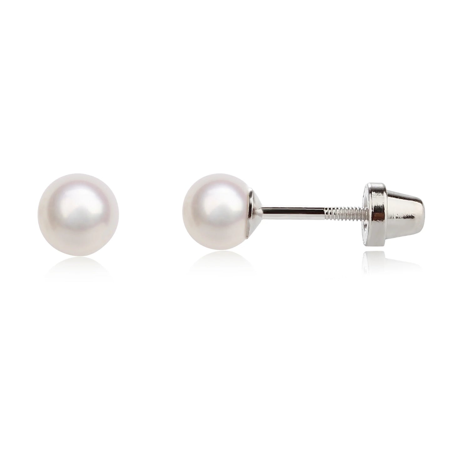 Children's Sterling Silver White Freshwater Pearl Earrings