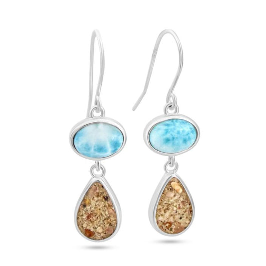 Stepping Stone - Drop Earrings - Larimar & Sand