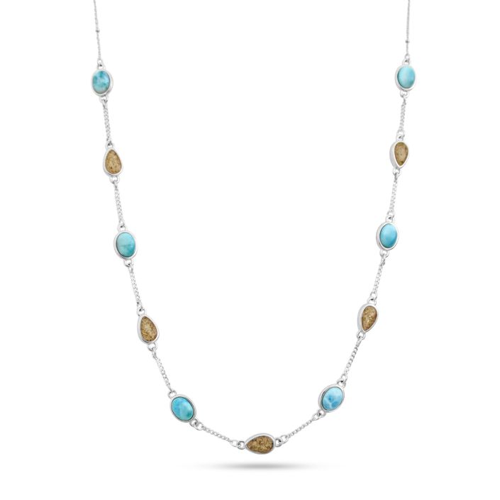 Stepping Stone Necklace - Larimar & Sand