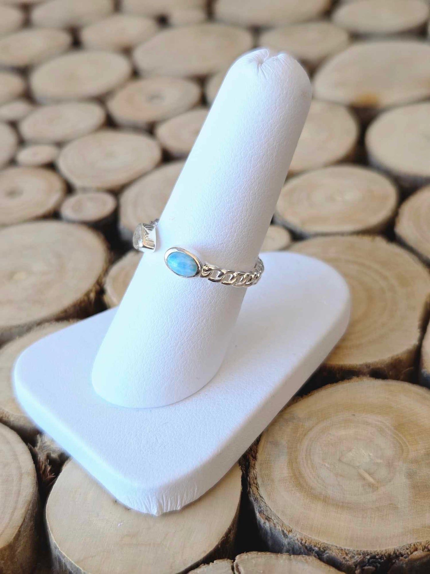 Stepping Stone Ring - Larimar & Sand