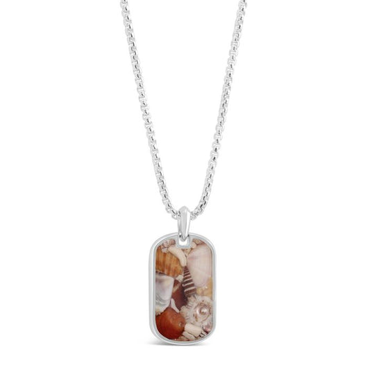 Sterling Travel Tag Necklace - Shell Scape