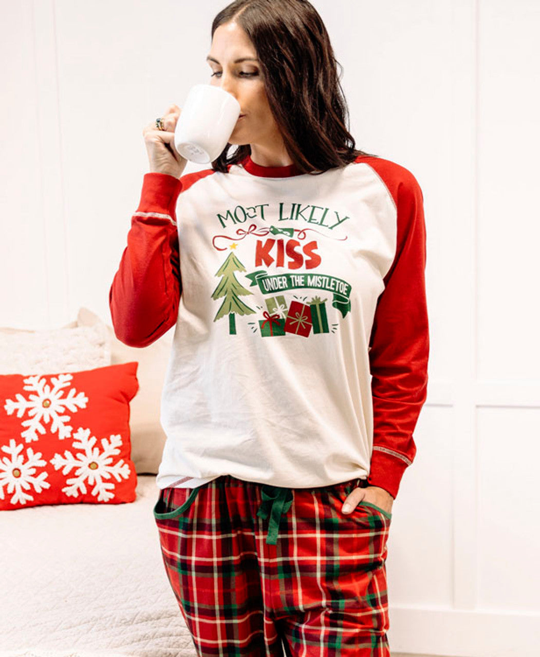 Most Likely Kiss Under Mistletoe PJ Tee