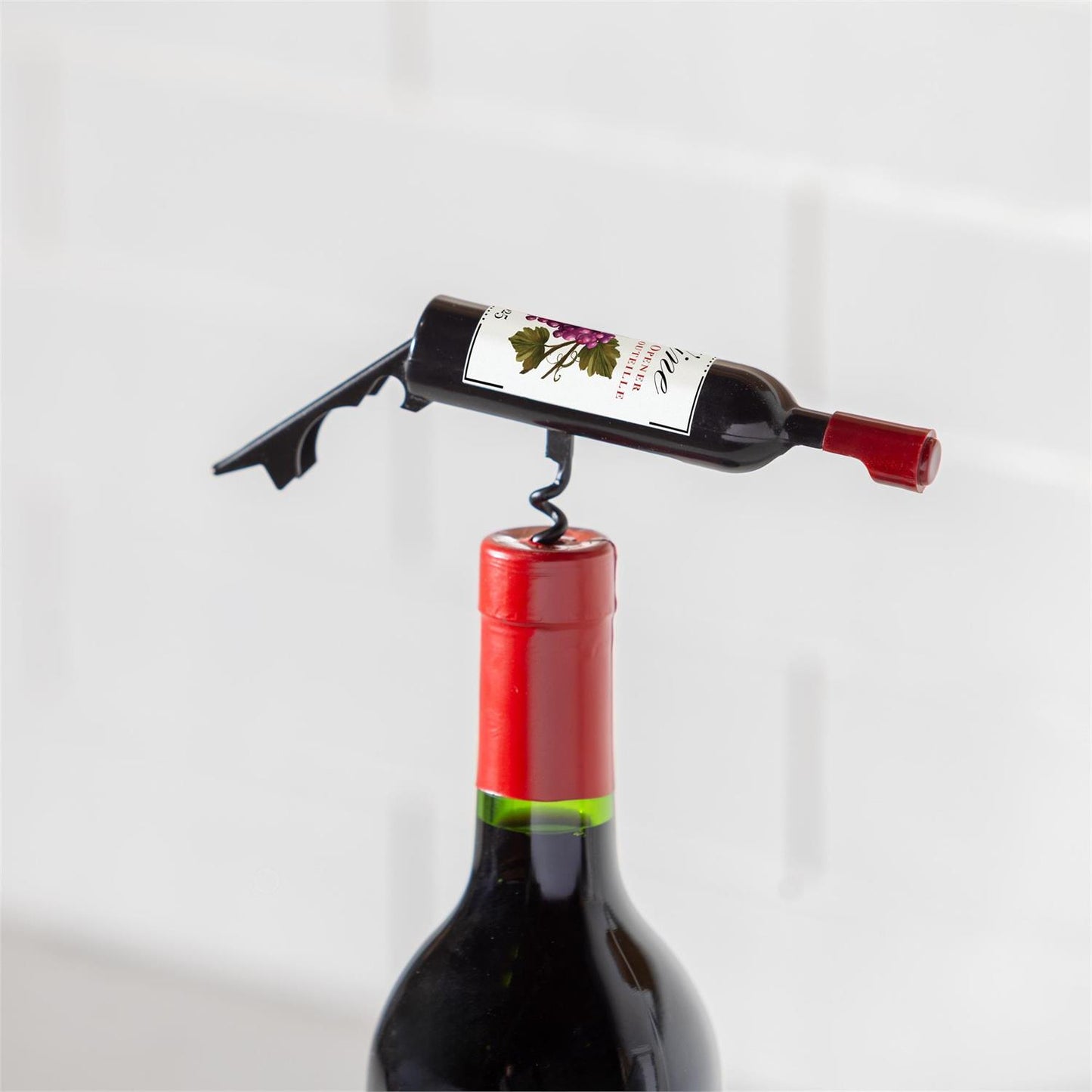 Wine Bottle Shaped Magnetic Corkscrew and Bottle Opener