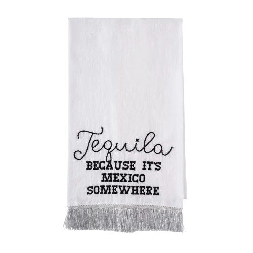 Tequila Silver Fringe Tea Towel