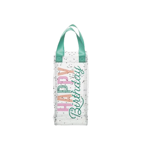 Happy Birthday Clear Sparkle Wine Bag