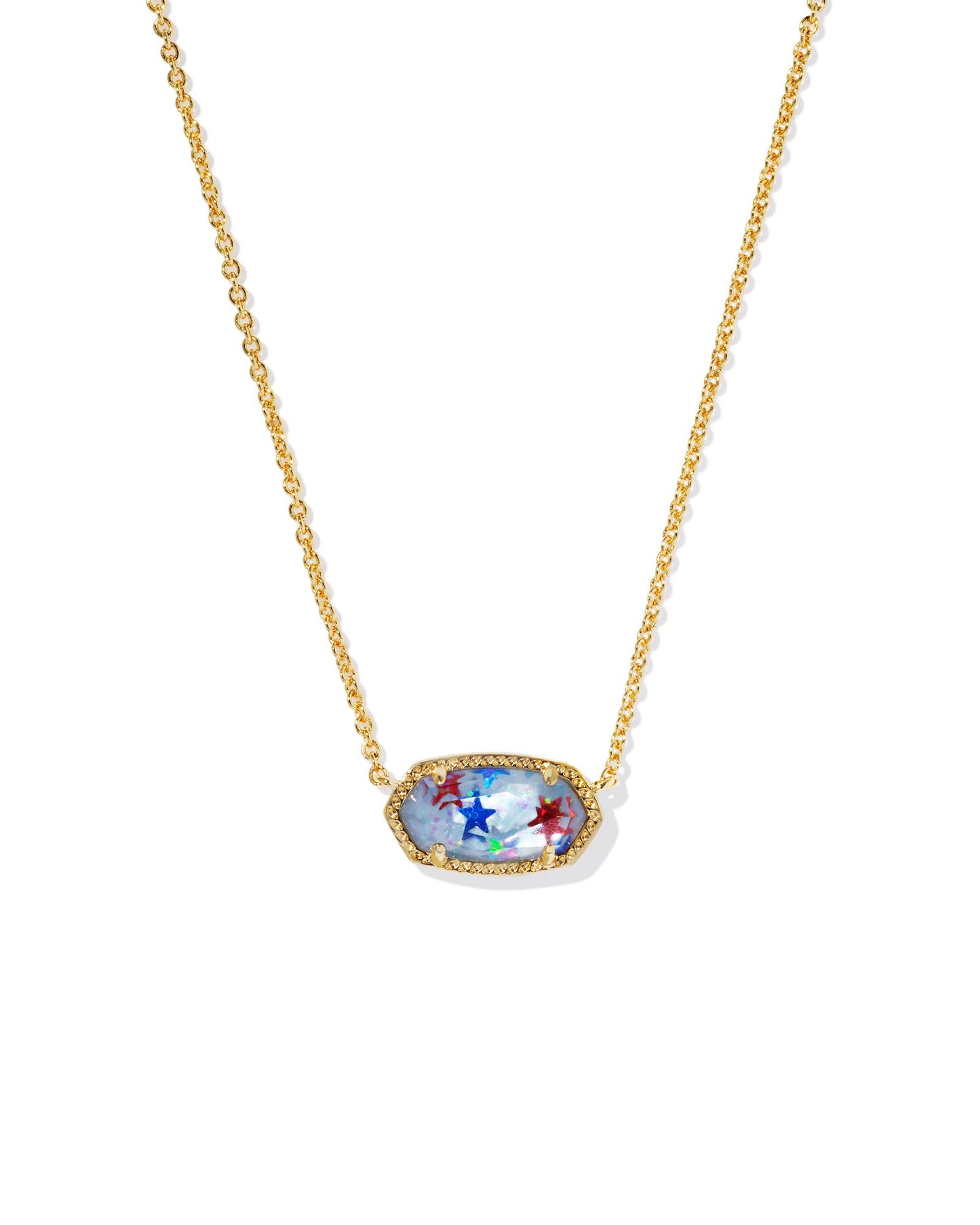 Elisa Gold Pendant Necklace in Red White Blue Star Illusion