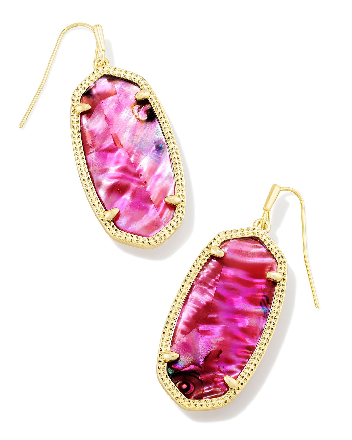 Elle Gold Drop Earrings in Light Burgundy Illusion