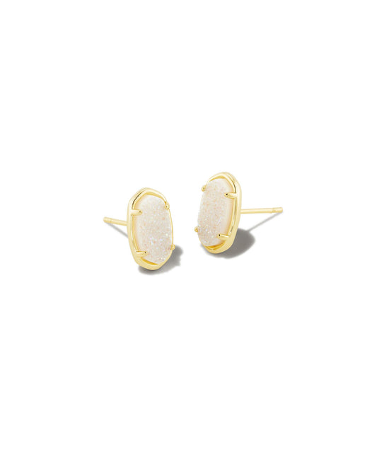 Grayson Gold Stud Earrings in Iridescent Drusy