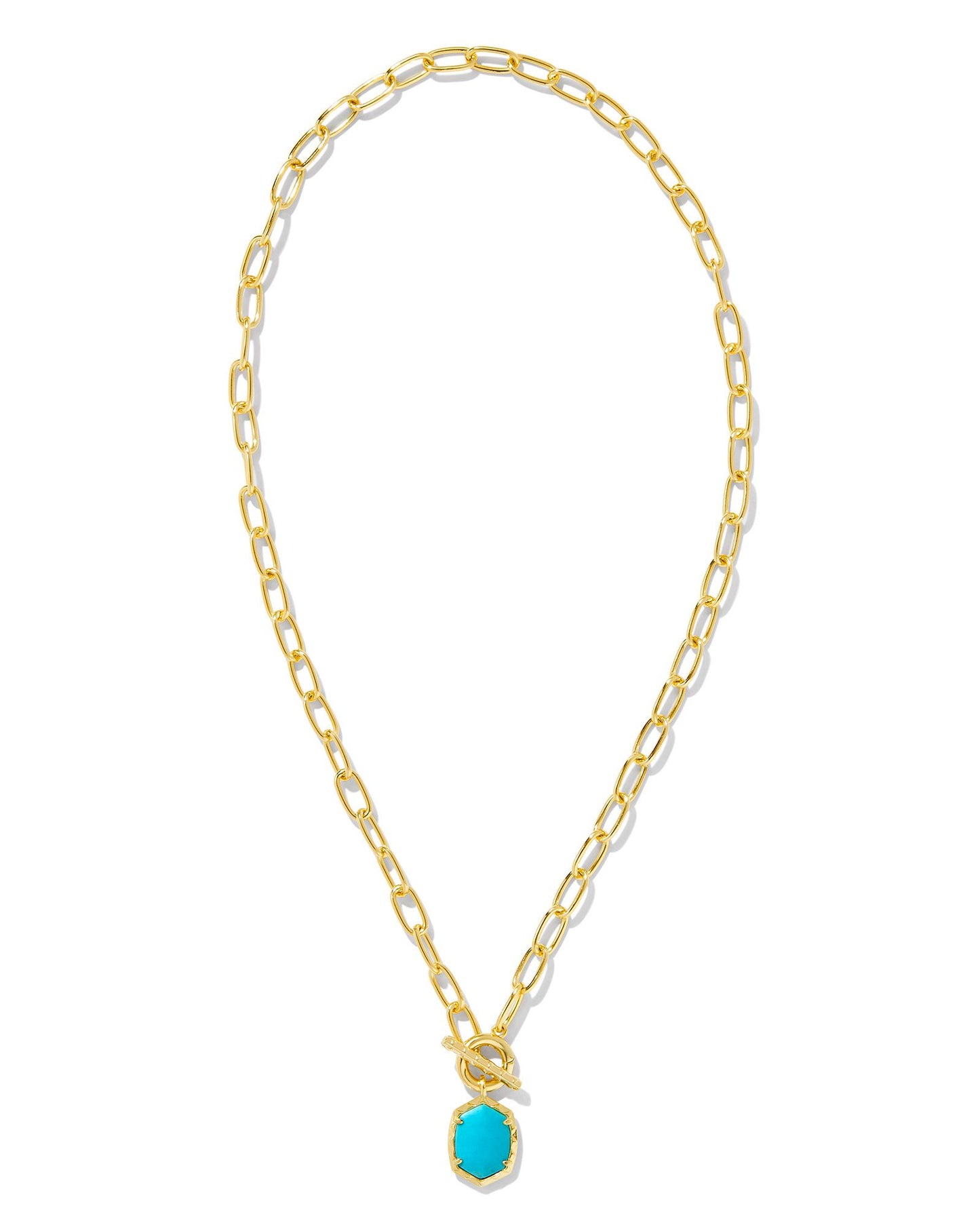 Daphne Gold Link Chain Necklace in Variegated Turquoise Magnesite