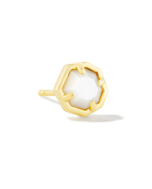 Nola Gold Single Stud Earring in Ivory Mother of Pearl