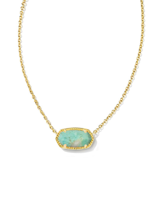 Elisa Gold Pendant Necklace in Sea Green Chrysocolla