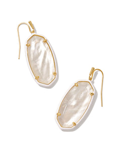 Elle Gold Enamel Frame Earrings in Ivory Mix
