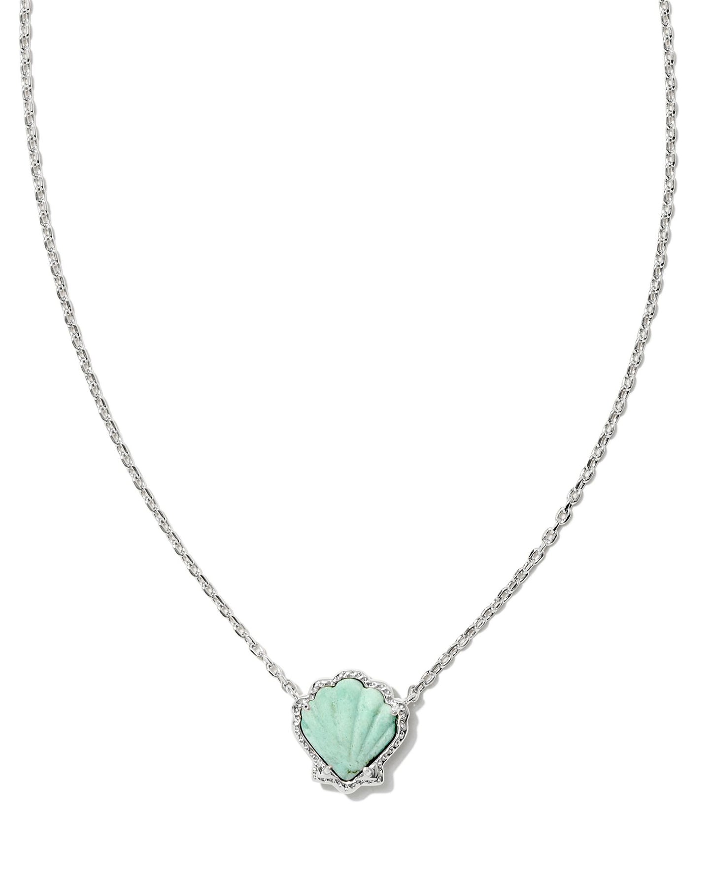Brynne Silver Shell Short Pendant Necklace in Sea Green Chrysocolla