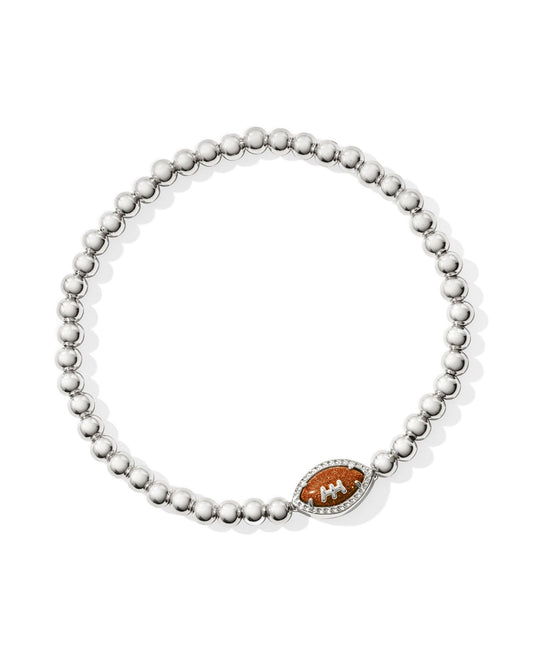 Football Silver Stretch Bracelet in Orange Goldstone