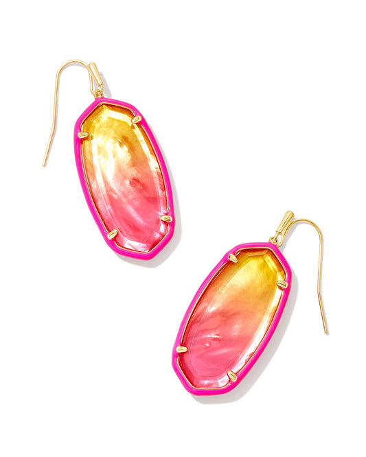 Elle Gold Enamel Frame Earrings in Sunset Ombre Illusion