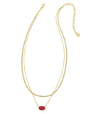 Grayson Gold Herringbone Multistrand Necklace in Light Burgundy Illusion