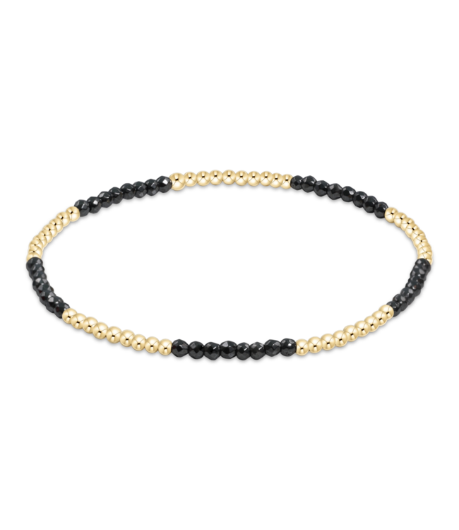 Blissful Pattern 2mm Bead Bracelet - Faceted Hematite/Gold