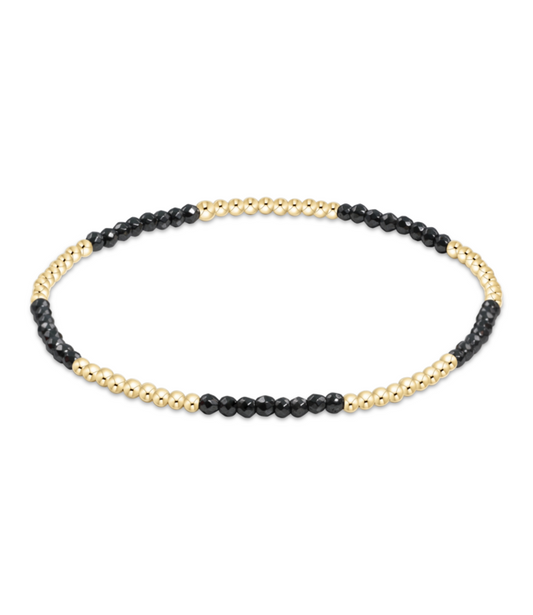 Blissful Pattern 2mm Bead Bracelet - Faceted Hematite/Gold