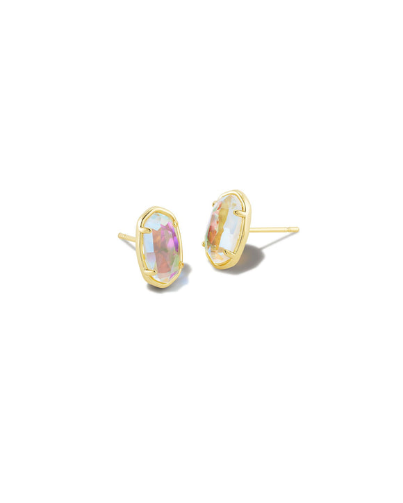 Grayson Gold Stud Earrings in Dichroic Glass