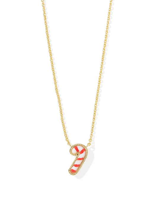 Candy Cane Gold Short Pendant Necklace in Ivory Mother-of-Pearl