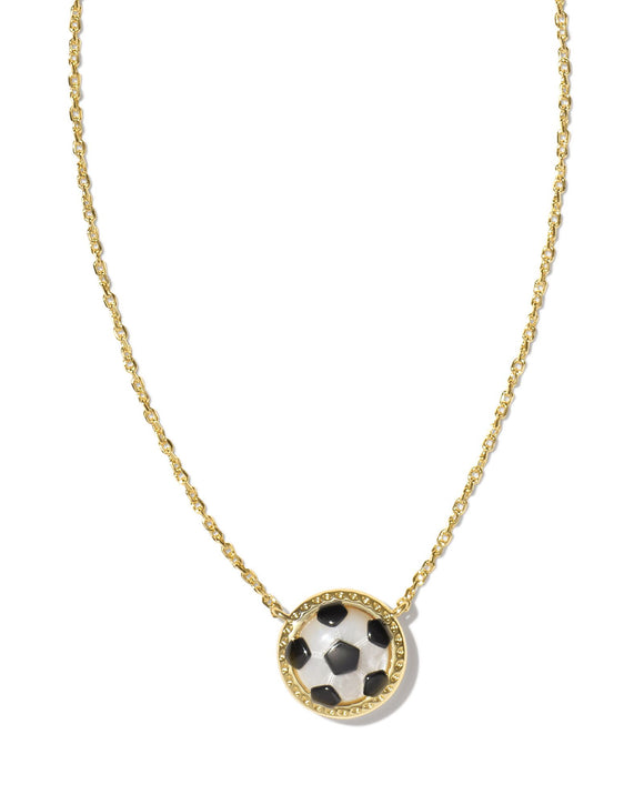 Soccer Gold Short Pendant Necklace in Ivory Mother-of-Pearl