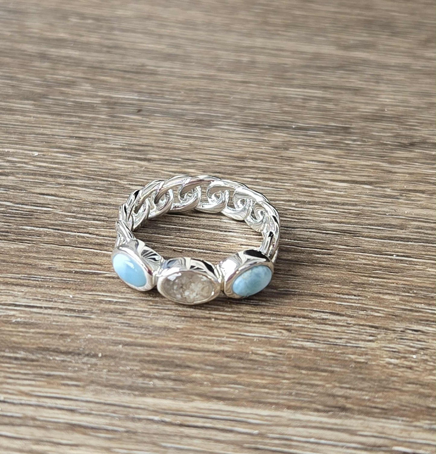 Milan Ring - Larimar & Sand