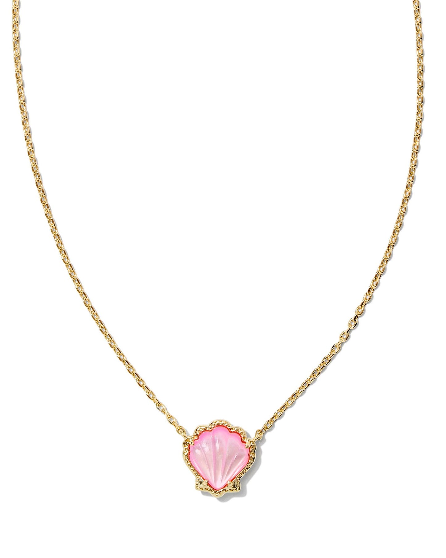 Brynne Gold Shell Short Pendant Necklace in Blush Ivory Mother of Pearl