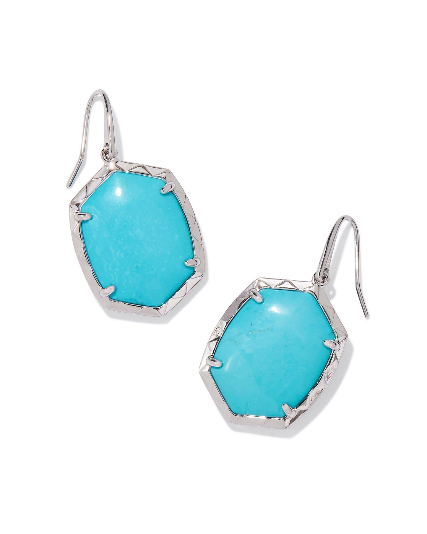 Daphne Silver Drop Earrings in Variegated Turquoise Magnesite