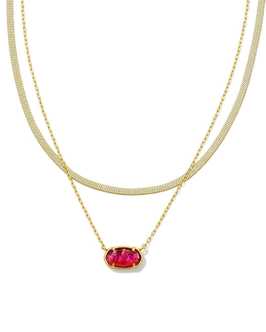 Grayson Gold Herringbone Multistrand Necklace in Light Burgundy Illusion