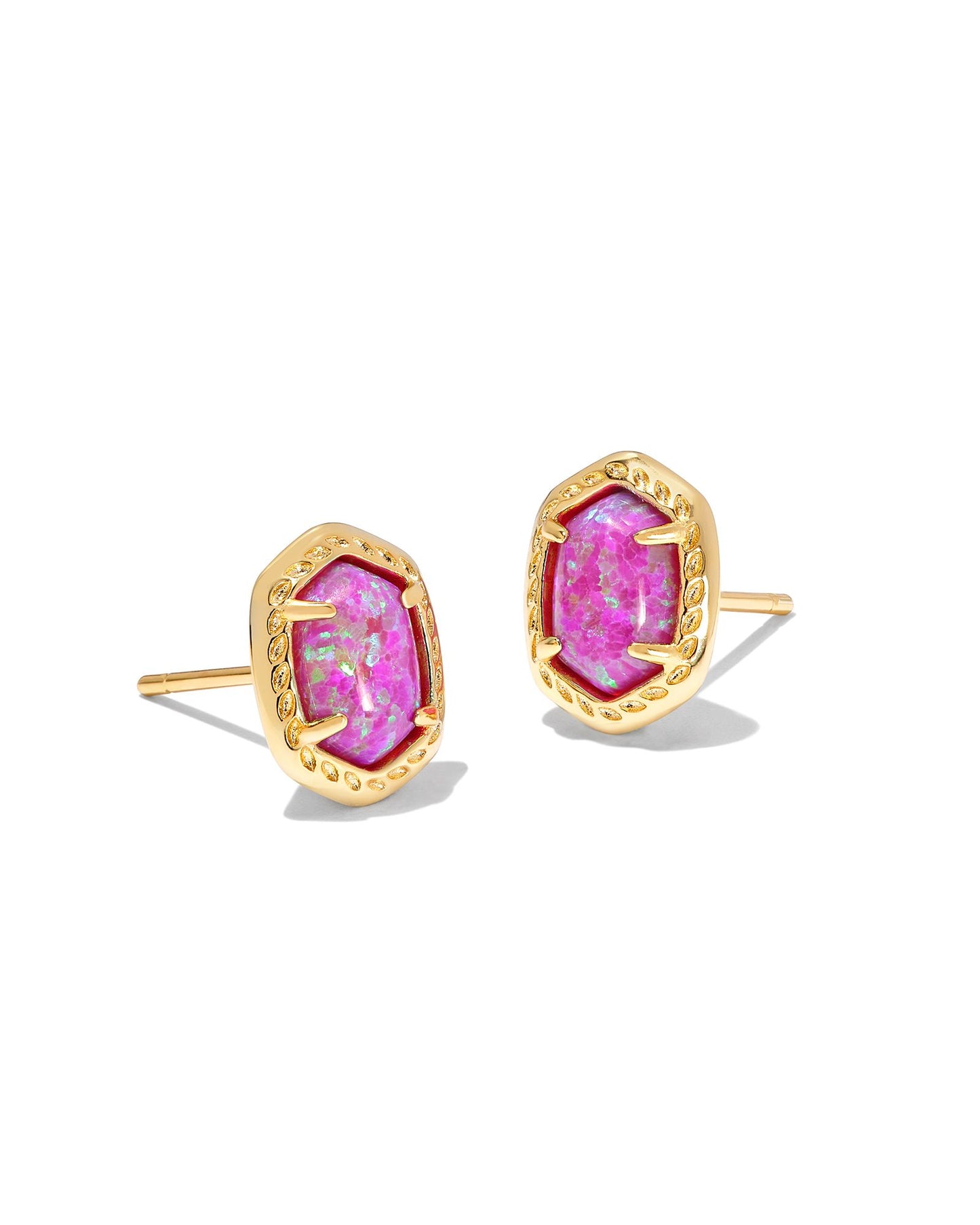 Daphne Gold Framed Stud Earrings in Magenta Kyocera Opal