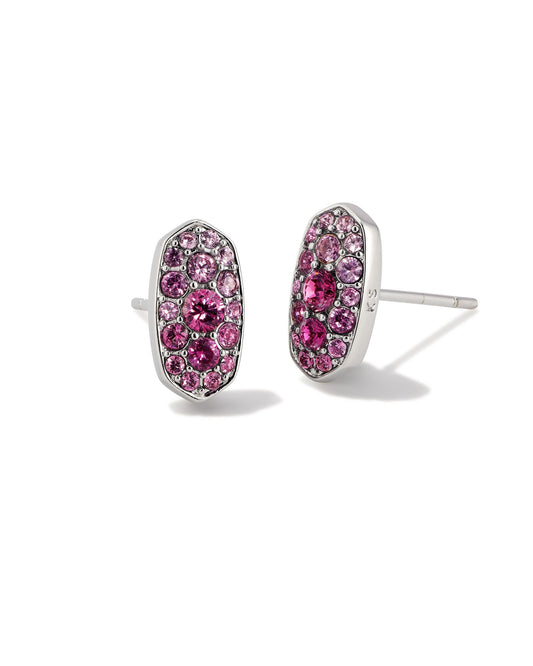 Grayson Silver Crystal Stud Earrings in Pink Ombre