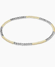 Blissful Pattern 2mm Bead Bracelet - Silver Faceted Hematite