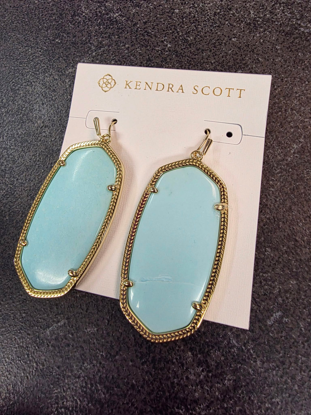 Danielle Gold Statement Earrings in Light Blue Magnesite
