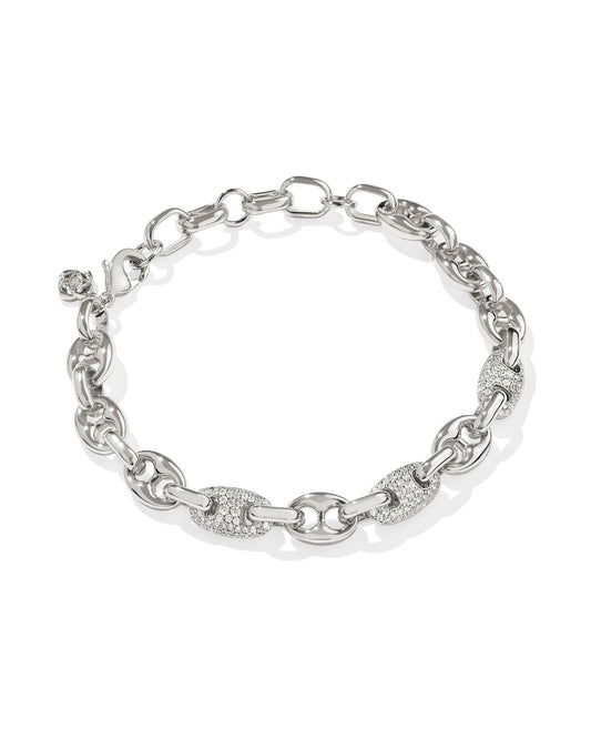 Bailey Silver Pave Chain Bracelet in White Crystal