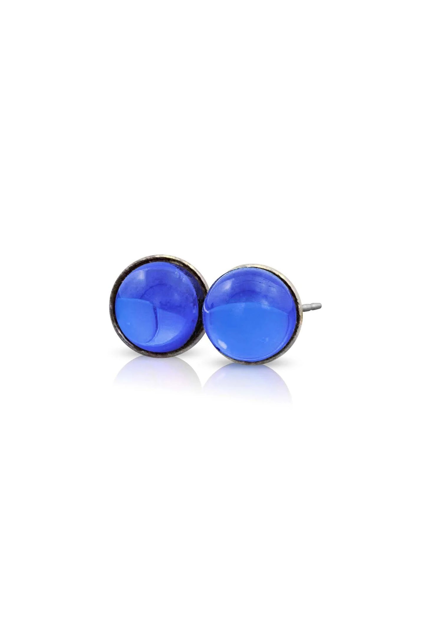 Crystal Small Stud Earrings - Polished Blue