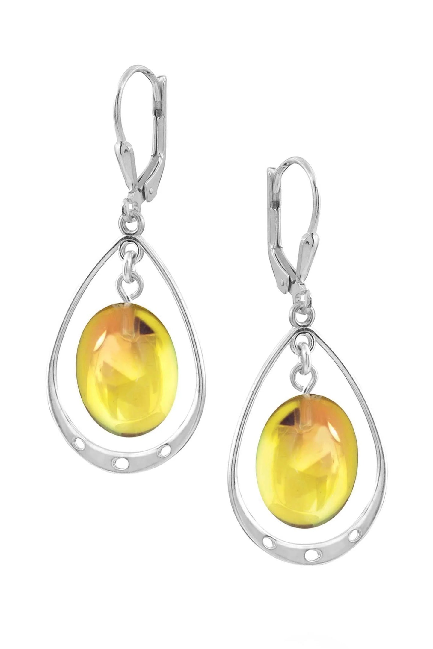 Oval with Loop Earrings - Fire Polished