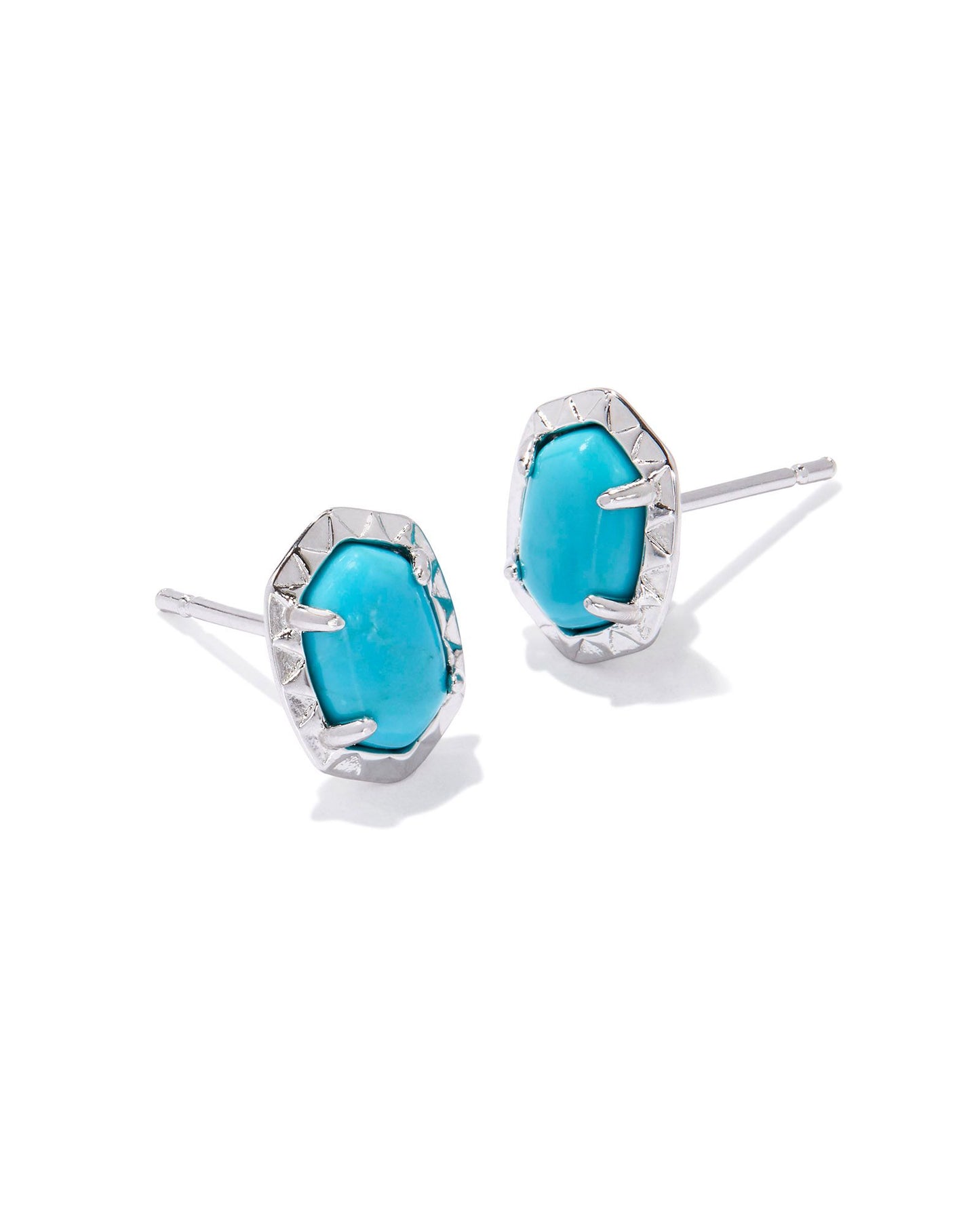 Daphne Silver Stud Earrings in Variegated Turquoise Magnesite