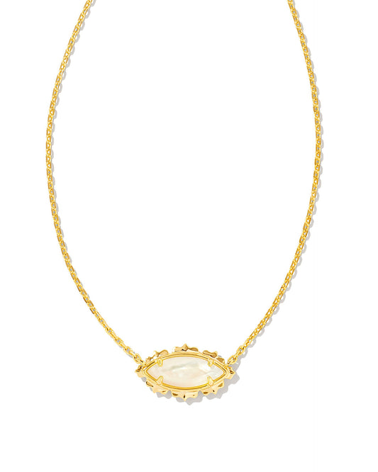 Genevieve Gold Short Pendant Necklace in Ivory Mother of Pearl